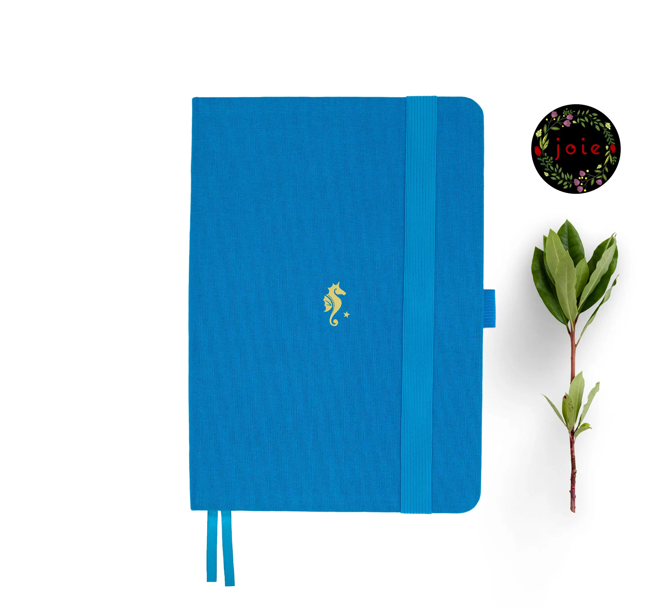 A5 dot grid notebook with seahorse design and elastic band