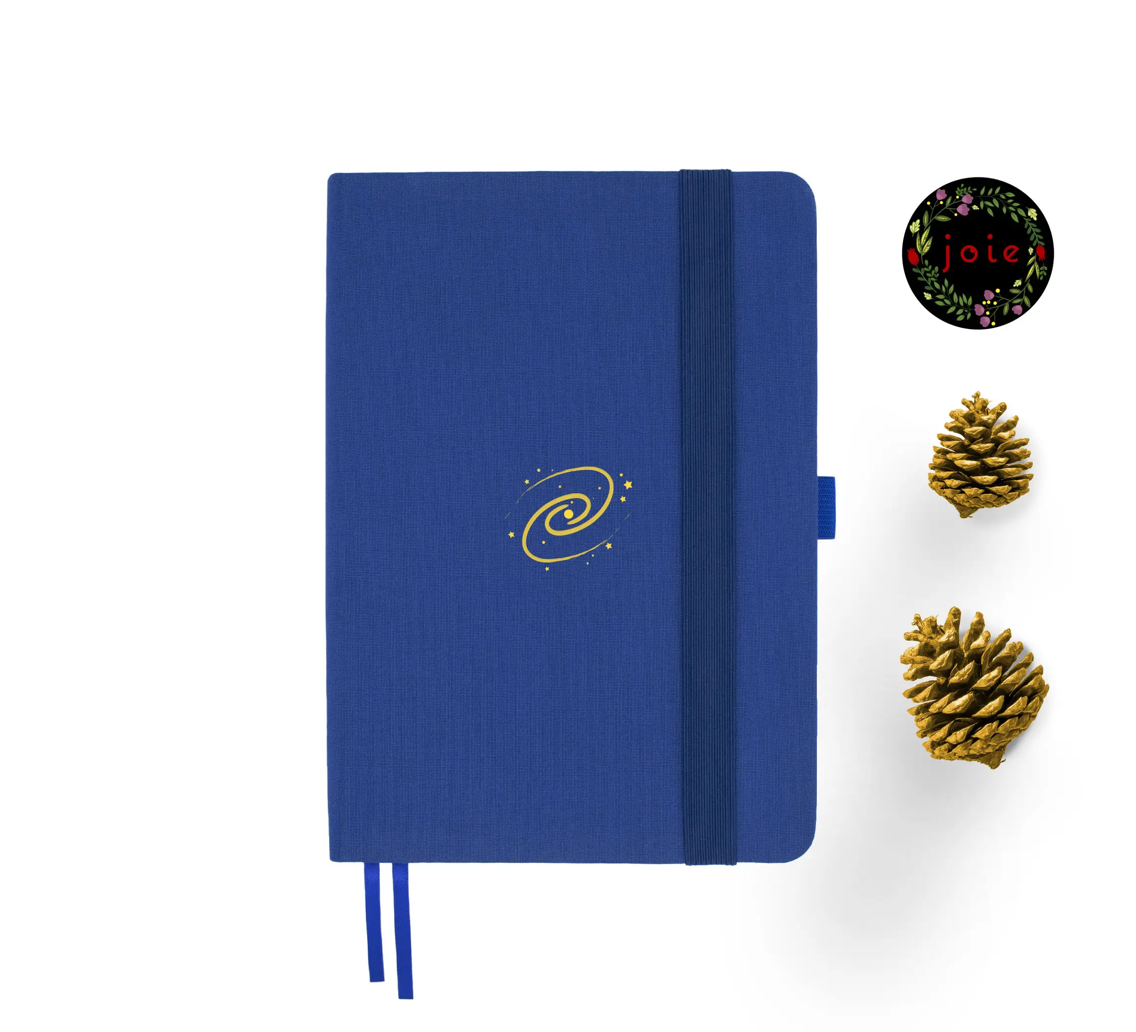 Galaxy A5 dot grid notebook with blue cover and galaxy design