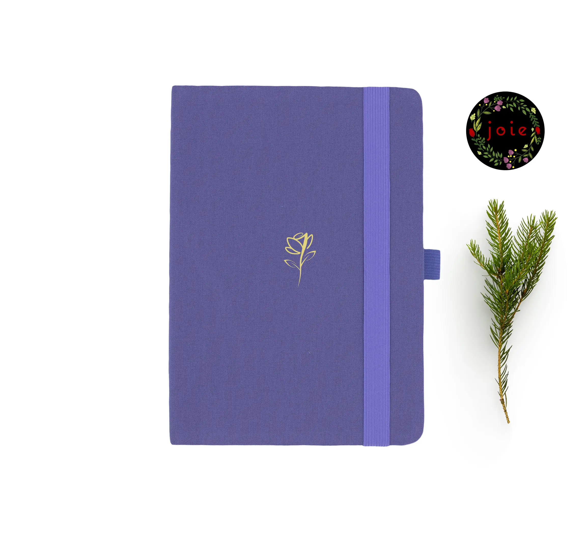 A5 dot grid notebook with rose illustration on cover