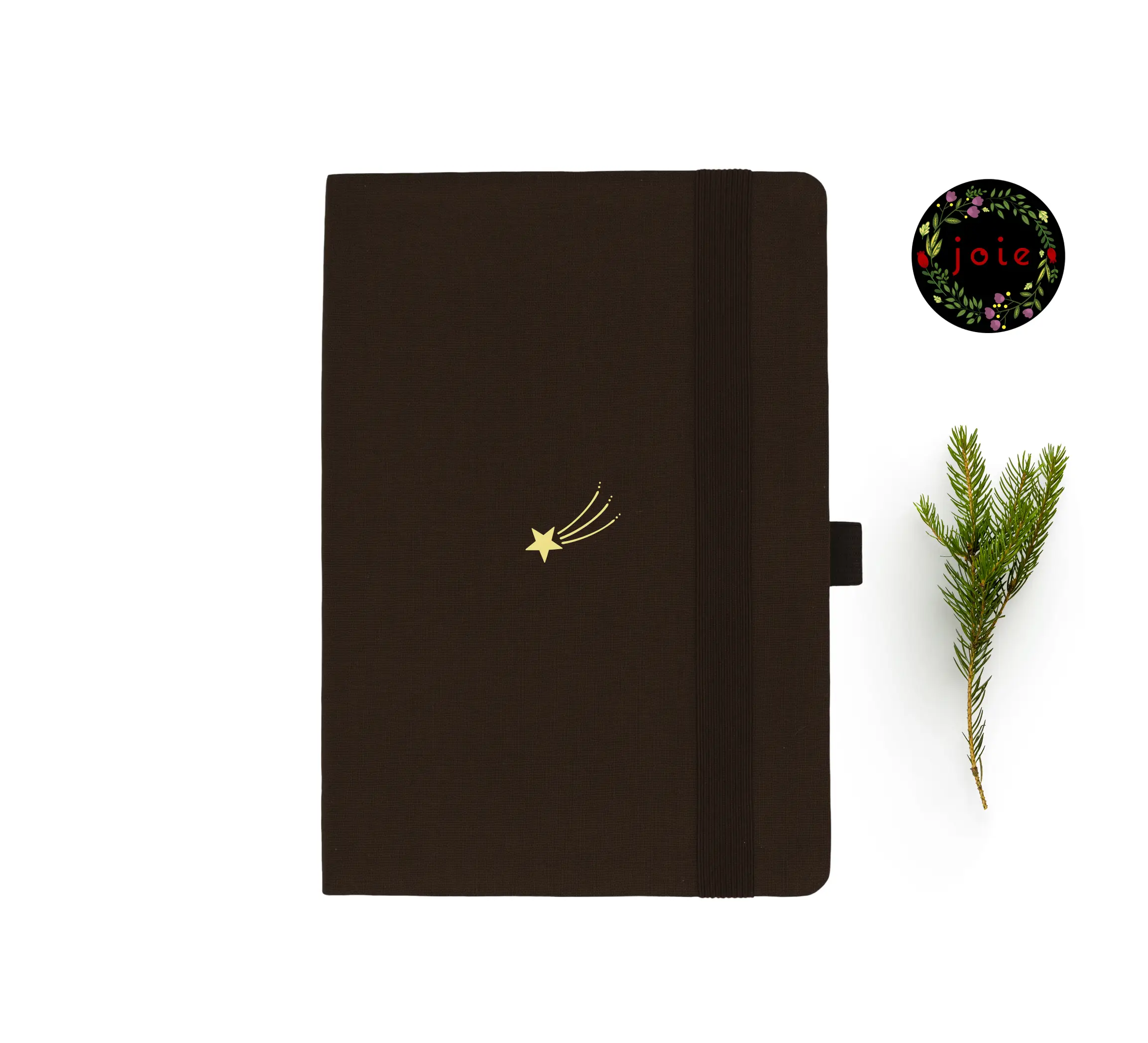 Falling Star Dot Grid Notebook with fabric cover and flower illustration