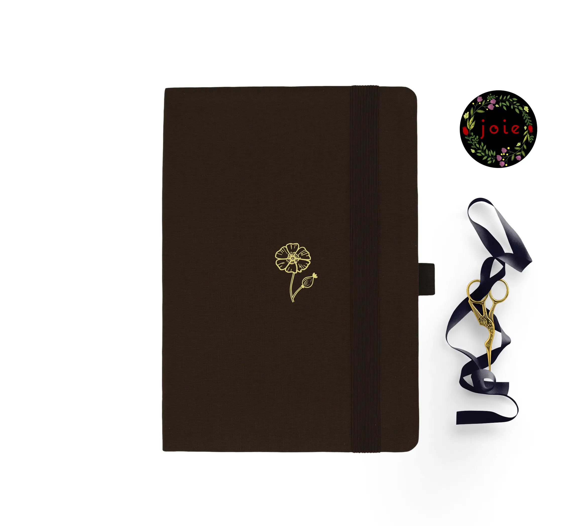 Poppy A5 Dot Grid Notebook with floral design and accessories