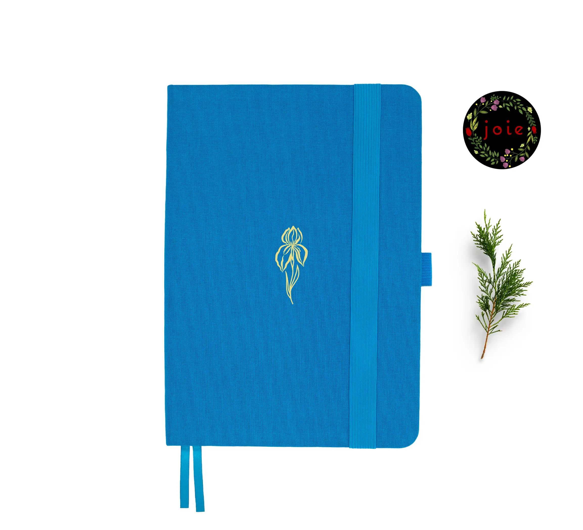 Iris A5 Dot Grid Notebook with floral design and elastic band