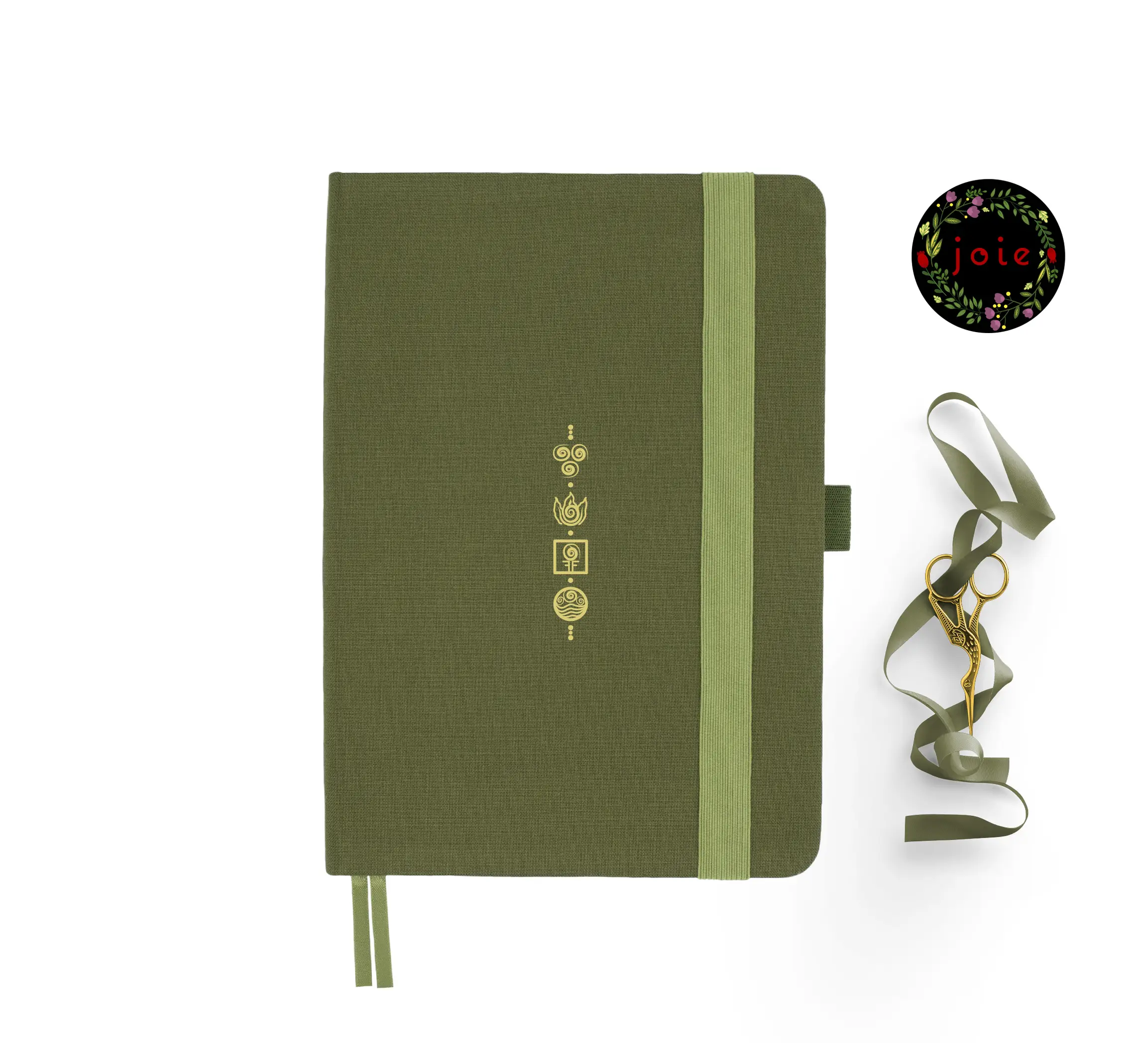 A5 dot grid notebook with an earth elements design on the cover