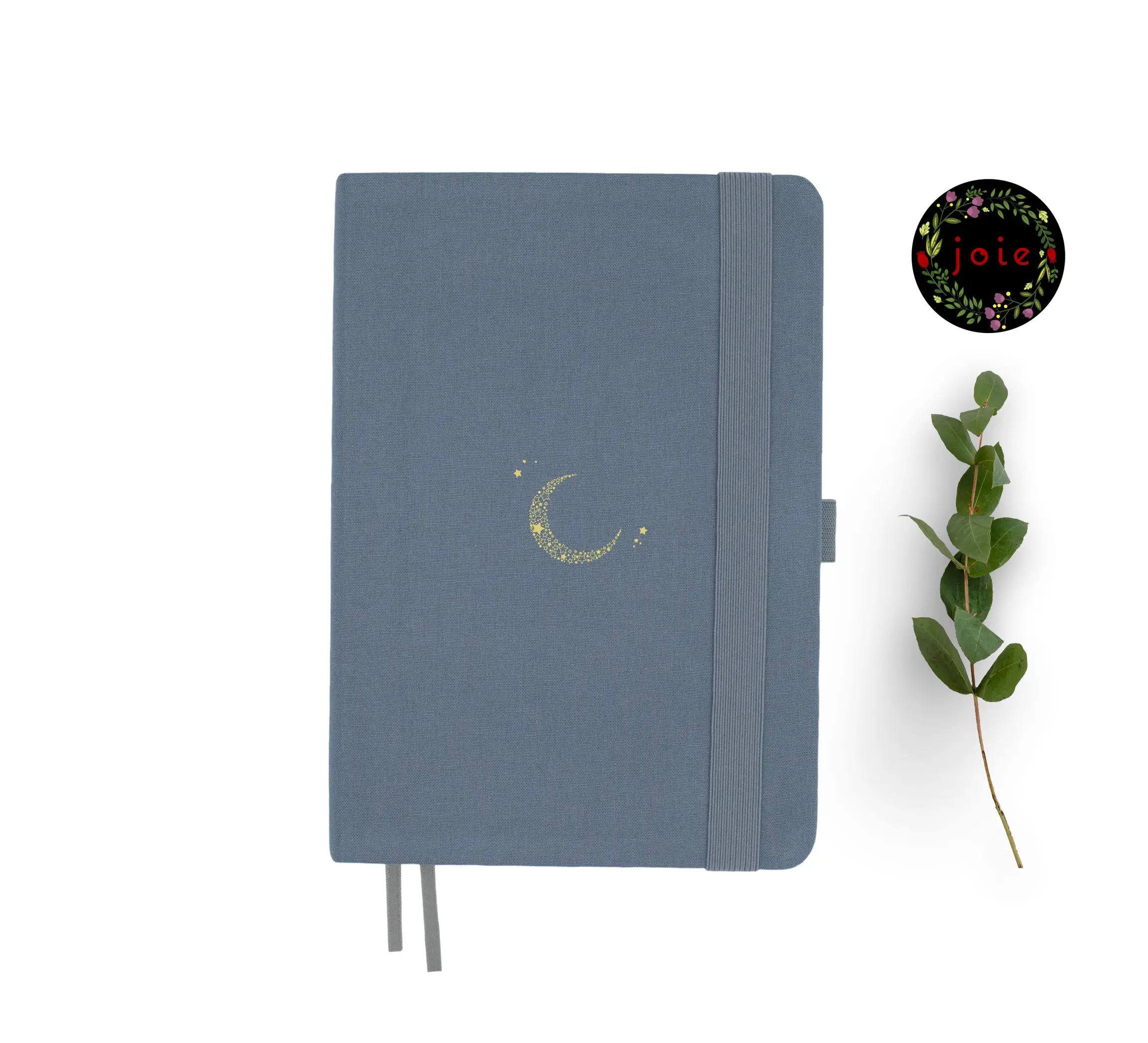 Moon A5 Dot Grid Notebook with fabric cover and  gold foil illustration